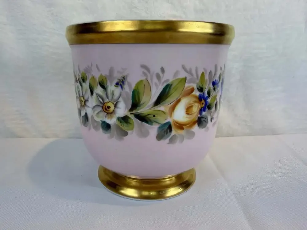 Vista Alegre VA Portugal Porcelain gold Pink Floral pot 6